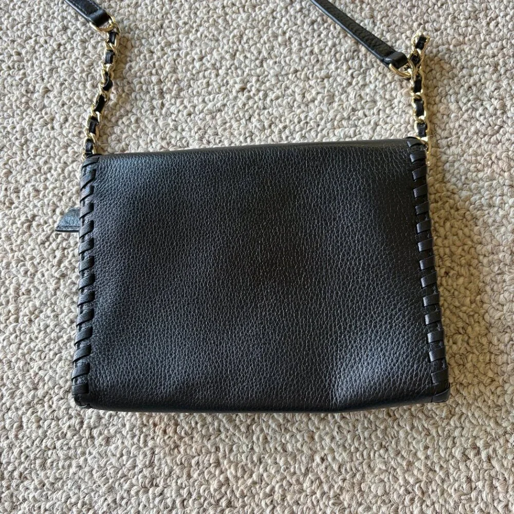 Tory Burch Marion Combo Crossbody Bag Black Leather Whipstitch Classic - Picture 9 of 11